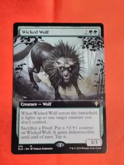 MTG - Wicked Wolf - Extended Art - Throne of Eldraine #374 - Unplayed Mint+ - Image 1