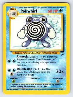 Poliwhirl 57/130 2000 Base Set 2 Pokemon Card TCG Vintage WOTC Uncommon - Nm - Image 1