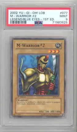 PSA 9 - Yu-Gi-Oh Card - LOB-077 - M-WARRIOR #2 (common) *1st Edition* - MINT - Image 1