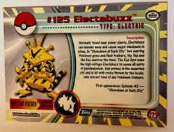 2000 Pokemon ELECTABUZZ #125 [Non-Holo] Topps Blue Logo 1st TV Animation NM-MT - Image 2