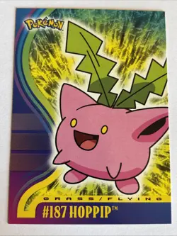 Topps Pokemon Johto Series 1 -- Hoppip #187 -- Blue Label -- Non Holo - Image 1