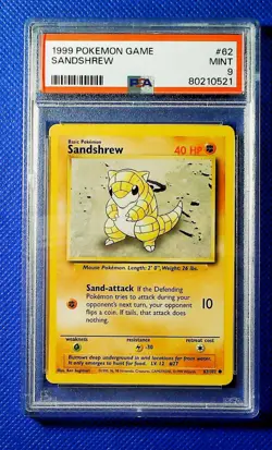 1999 Sandshrew Pokemon Unlimited # 62 PSA 9 - Image 1