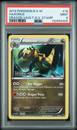 2012 POKEMON BLACK & WHITE DRAGON VAULT DRAGON VAULT STAMP #16 HAXORUS PSA 9 - Image 1