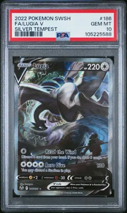 2022 POKEMON LUGIA V 186/195 SWSH SILVER TEMPEST ALTERNATE FULL ART PSA 10 - Image 1