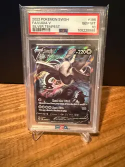 2022 POKEMON LUGIA V 186/195 SWSH SILVER TEMPEST ALTERNATE FULL ART PSA 10 - Image 3