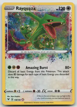 Rayquaza Amazing Rare 138/185 SWSH04 Vivid Voltage Holo Pokemon NM - Image 1