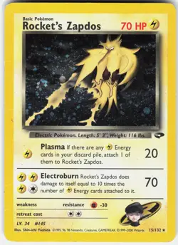 Pokemon Rocket's Zapdos 15/132 Gym Challenge LP - Image 1