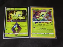 (2×) Pokemon Lost Thunder Celebi Prism Star 19/214 + Vivid Voltage Amazing 009 - Image 1