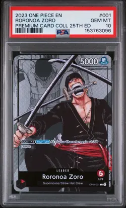 2023 ONE PIECE PREMIUM CARD COLLECTION 25TH EDITION #001 RORONOA ZORO PSA 10 &JP - Image 3
