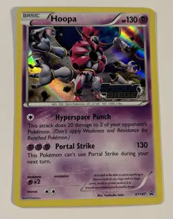 LP Pokemon Prerelease HOOPA Card XY BLACK STAR PROMO Set XY147 Holo Steam Siege - Image 1