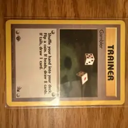1st Edition Gambler 60/62 Pokemon TCG Fossil Base Set Trainer Light Play LP - Image 1