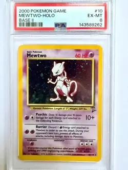 2000 Pokemon Base Set 2 Mewtwo Holo #10 PSA 6 EX-MT WOTC - Image 1