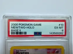 2000 Pokemon Base Set 2 Mewtwo Holo #10 PSA 6 EX-MT WOTC - Image 3