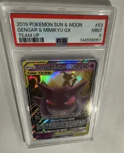 Pokemon Gengar & Mimikyu GX Team Up 53/181 Ultra Rare TAG TEAM PSA 9 Holo - Image 2