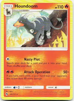 Houndoom 46/214 Rare Lost Thunder Pokemon LP - Image 1