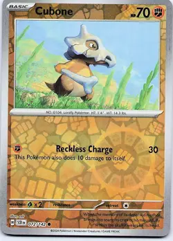 Cubone - 72/142 Reverse Holo Common 2024 Stellar Crown Pokemon NM - Image 1