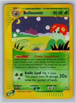 Bellossom 5 Rare Aquapolis Pokemon Reverse Holo Moderately Played - Image 1