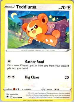 Teddiursa 122/189 Common Astral Radiance Pokemon Near Mint - Image 1