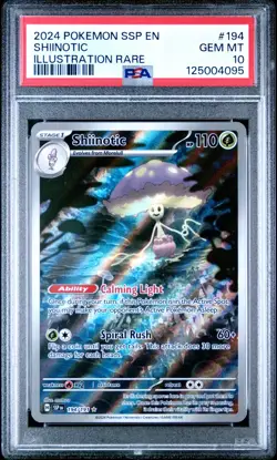 PSA 10 Shiinotic 194/191 Surging Sparks SSP EN Full Art Pokemon Card - Image 1