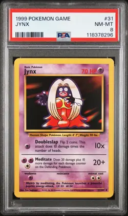 1999 POKEMON GAME BASE SET UNLIMTED 31 JYNX PSA 8 NM-MT - Image 1