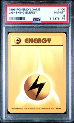 1999 POKEMON GAME BASE SET UNLIMITED 100 LIGHTNING ENERGY PSA 8 NM-MT - Image 1