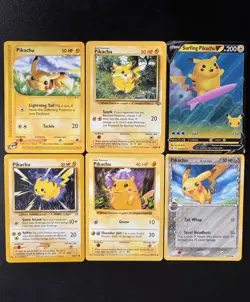 Pokemon TCG Pikachu Lot (6) Expedition e-Reader, Red Cheeks, Celebrations - Image 1