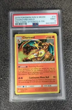 2019 Pokemon Sun & Moon CHARIZARD Holo Costco '21 Kanto 5-tin PSA 9 #14 NM - Image 1