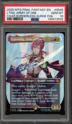 Magic MTG FF Lightning Army of One FIN CHAR Borderless Surge Foil #0545 PSA 10 - Image 1