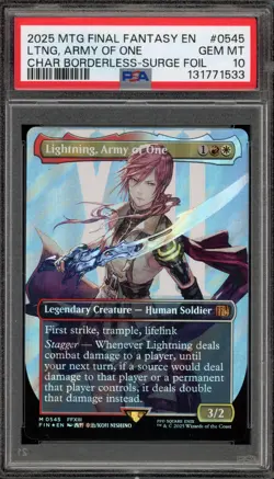 Magic MTG Lightning Army of One FIN CHAR Borderless Surge Foil #0545 PSA 10 - Image 1