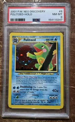 Politoed 8/75 Neo Discovery Holo PSA 8 Pokemon TCG - Image 1