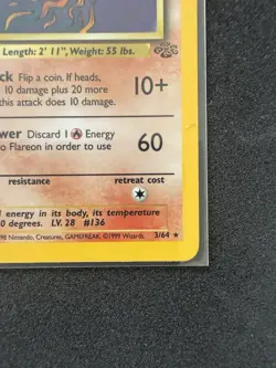 Pokemon TCG Flareon Jungle 3/64 Holo Unlimited Holo Rare - Image 4