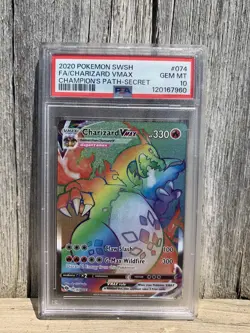 PSA 10 GEM MINT - Pokemon Charizard VMAX 074/073 Secret Rare 2020 Champions Path - Image 1