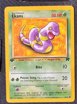 EKANS 56/82 COMMON TEAM ROCKET POKEMON 1ST EDITION NM - Image 1
