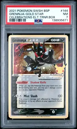 2021 POKEMON SWSH BLACK STAR PROMO 144 GRENINJA-GOLD STAR CELEBRATIONS ETB PSA 7 - Image 1