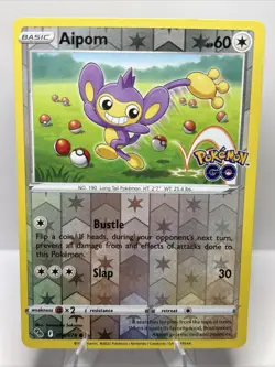 Aipom Pokemon Go Reverse Holo Pokemon TCG 056/078 Common - Image 1