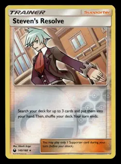 Steven's Resolve 145/168 Rare Celestial Storm Reverse Holo Pokemon NM - Image 1