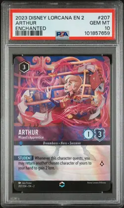 DISNEY LORCANA EN 2-RISE OF THE FLOODBORN ARTHUR - WIZARD'S APPRENTICE PSA 10 - Image 1