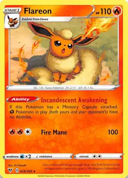 Flareon 026/185 SWSH04: Vivid Voltage Pokemon - Image 1