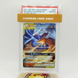 PSA 10 2019 Pokemon Japanese SM10 Double Blaze #007 Reshiram & Charizard GX RR - Image 1