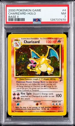 2000 POKEMON BASE SET 2 #4 CHARIZARD-HOLO PSA 7 - Image 1