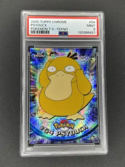 Pokemon TCG Topps Tekno Chrome Psyduck #54 PSA 9 Mint Pop 10 - Image 1