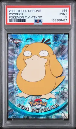 Pokemon TCG Topps Tekno Chrome Psyduck #54 PSA 9 Mint Pop 10 - Image 4