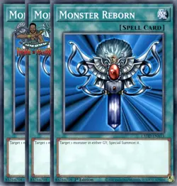 Yugioh! 3x Monster Reborn L5DD-ENA15 Common 1st Ed NM - Image 1