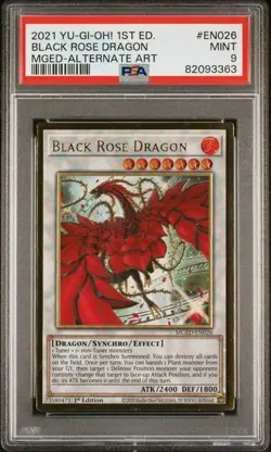 Yugioh PSA 9 Mint 2021 Black Rose Dragon (Alt Art) MGED-EN022 1st Premium Gold - Image 1