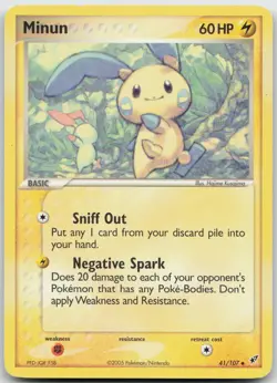 Minun 41/107 Uncommon Deoxys Pokemon TCG MP - Image 1