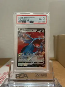 2020 Pokemon SWSH Darkness Ablaze Salamence V #143 PSA 10 - Image 1
