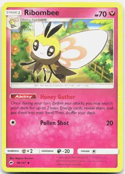 Ribombee 96/147 Uncommon Burning Shadows Pokemon LP - Image 1