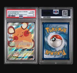 2019 POKEMON SUN & MOON UNBROKEN BONDS #195A FULL ART/DEDENNE GX PSA 10 - Image 3