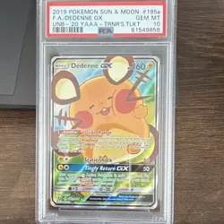 Pokemon Dedenne GX 195A/214 Alternate Art Full Art Promo Holo PSA 10 2019 - Image 1