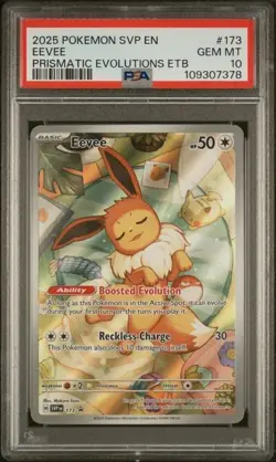2025 POKEMON SVP EN #173 EEVEE PRISMATIC EVOLUTIONS ETB PSA 10 - Image 1